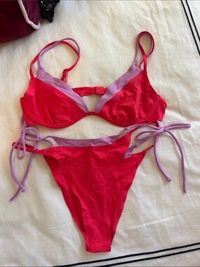 l*space Two-Tone Pink & Lavender Tie Bikini